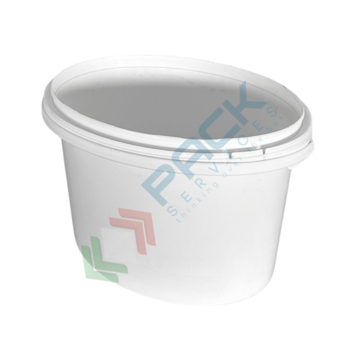 [MEL03-OVL] Secchio plastica (PP) ovale, capacità 3 Lt, Mis. Ø 177 x 159 H mm, manico in plastica, chiusura a pressione (coperchio escluso)