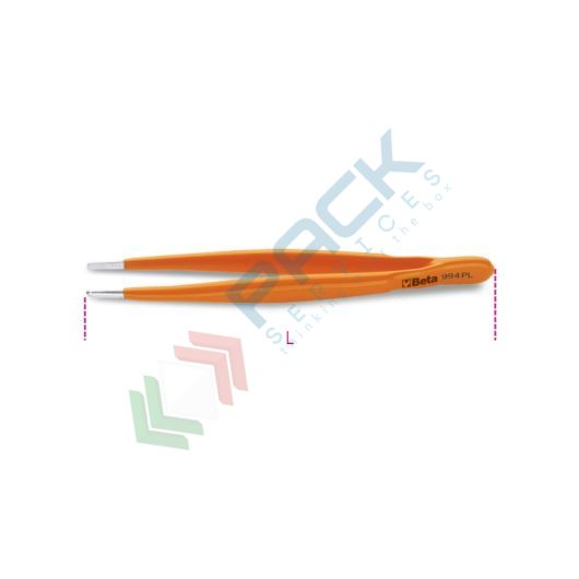 Pinzetta a molla a punte larghe diritte arrotondate zigrinate in acciaio inossidabile L mm 150 - Art. 994PL 150