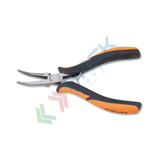 [011780102] Pinza per elettronica a becchi mezzotondi lunghi lisci rastremati piegati impugnatura bimateriale L ~ 140 - Art. 1178BM/P