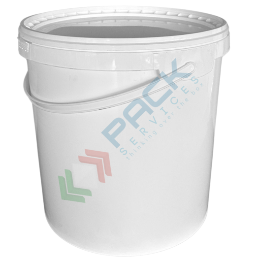 Secchio plastica (PP) conico, capacità 20 Lt, Mis. Ø 316 x 315,5 H mm, manico in plastica, sigillo di garanzia e chiusura a pressione (coperchio ESCLUSO)