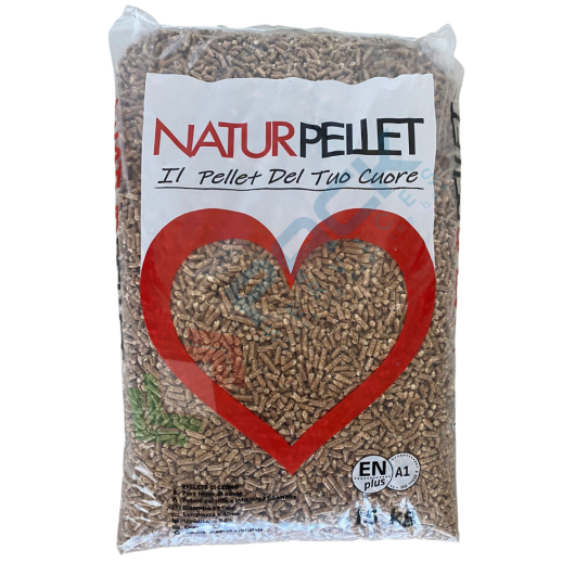 Pellet naturale prodotto 100% abete made in Austria, certificato ENplus A1 (n. AT 376), sacco da 15 Kg