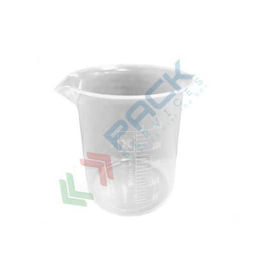 [BEC0250] Becher in plastica (PP) graduato, capacità 250 ml, Mis. Ø 71 x 95 H mm, forma bassa, per usi generali di laboratorio