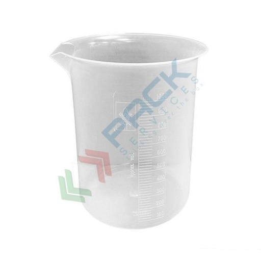 [BEC1000] Becher in plastica (PP) graduato, capacità 1000 ml, Mis. Ø 109 x 147 H mm, forma bassa, per usi generali di laboratorio
