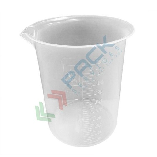 [BEC2000] Becher in plastica (PP) graduato, capacità 2000 ml, Mis. Ø 132 x 183,5 H mm, forma bassa, per usi generali di laboratorio