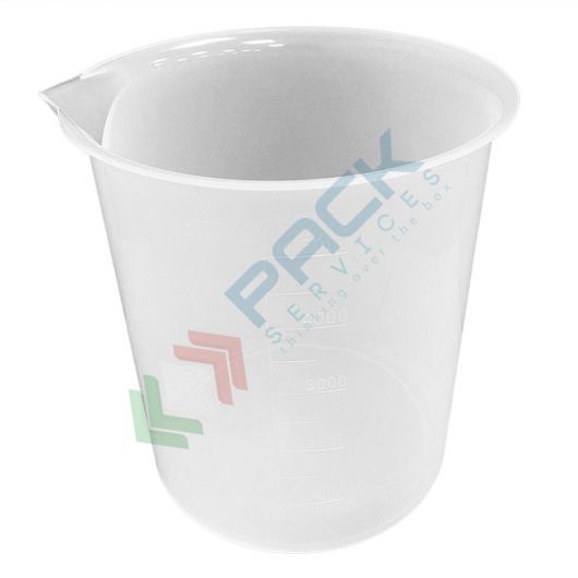 Becher in plastica (PP) graduato, capacità 5000 ml, Mis. Ø 188,5 x 229 H mm, forma bassa, per usi generali di laboratorio