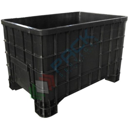 [BIN106465RIC-4P] Cassa pallet in plastica (HDPE riciclato), 4 piedi, Mis. 1000 L x 635 P x 645 H mm, portata unitaria 180 Kg, volume 300 Lt