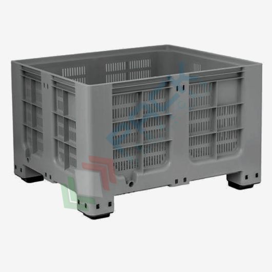 [BIN121076-4P/F] Cassa pallet in plastica (HDPE) 4 piedi, Mis. 1200 L x 1000 P x 760 H mm, portata 510 Kg, volume 610 Lt