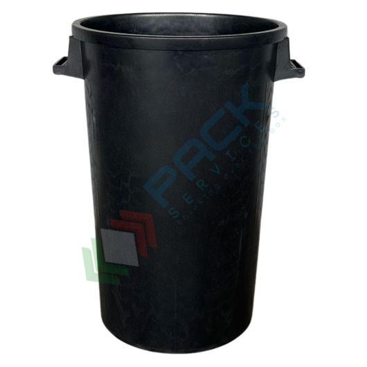 [BIS100NER] Bidone industriale in plastica (LDPE) 100 Lt, sovrapponibile e inseribile, Mis. Ø 530 x 660 H mm, colore nero (coperchio escluso)
