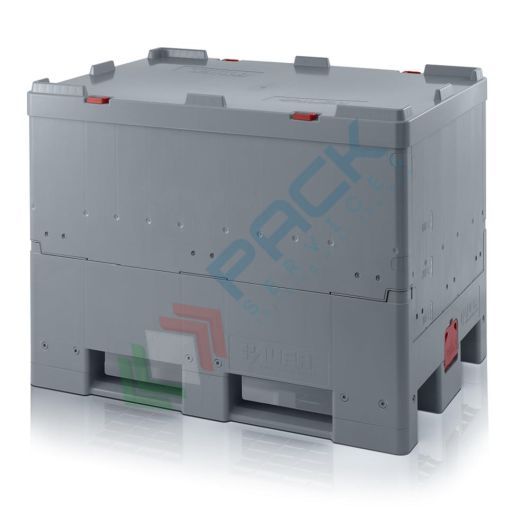 Cassa pallet in plastica (ABS), con pareti abbattibili e sistema bag in box, Mis. 1200 L x 800 P x 910 H mm, volume 500 Lt, portata 650 Kg