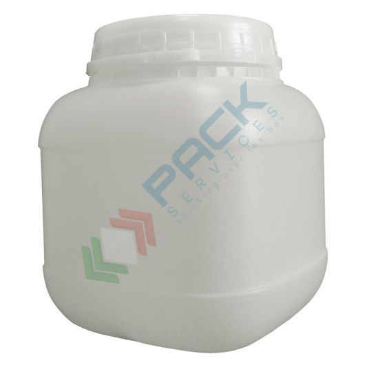 Barattolo in plastica (HDPE), quadrato, capacità 5000 ml, chiusura a vite con sigillo di garanzia e sottotappo (tappo incluso)