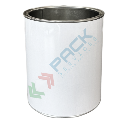 Barattolo in metallo cilindrico Mis. Ø 109 x 130 H mm, capacità nominale 1000 ml, capacità totale 1100 ml, corpo bianco/int. grezzo, coperchio a pressione (escluso)