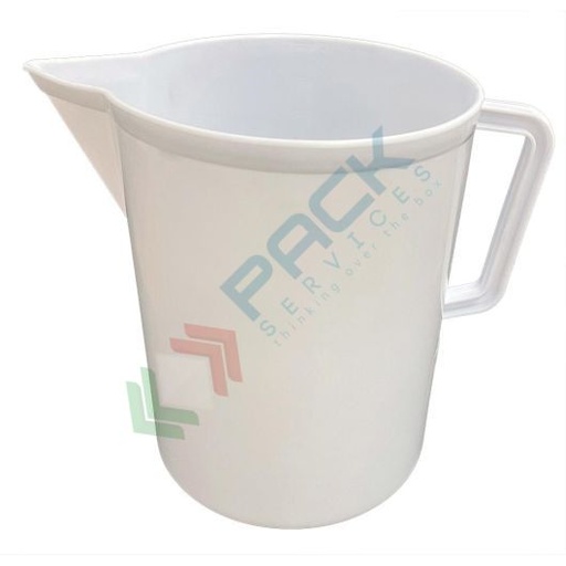 [CGBPP05] Caraffa graduata in plastica (PP), capacità 5000 ml, tonda a forma bassa, Mis. Ø 187 x 216 H mm, colore bianco coprente (graduata internamente)