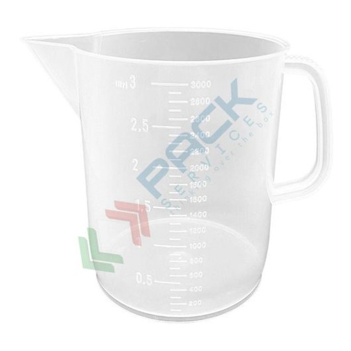 [CGNPP03] Caraffa graduata in plastica (PP), capacità 3000 ml, tonda a forma bassa, Mis. Ø 165 x 180 H mm, colore trasparente