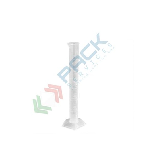 [CILFA0025] Cilindro in plastica (PP) graduato, capacità 25 ml, Mis. Ø 18 x 195 H mm, forma alta, per usi generali di laboratorio