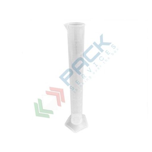 [CILFA0100] Cilindro in plastica (PP) graduato, capacità 100 ml, Mis. Ø 30,5 x 249 H mm, forma alta, per usi generali di laboratorio