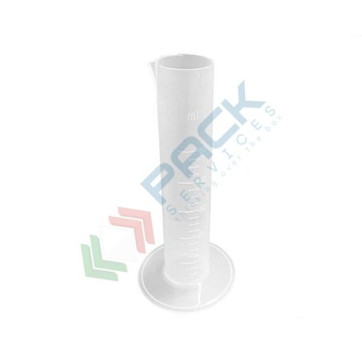 [CILFB0050] Cilindro in plastica (PP) graduato, capacità 50 ml, Mis. Ø 29 x 143 H mm, forma bassa, per usi generali di laboratorio