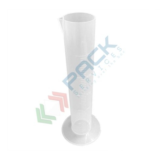 [CILFB0500] Cilindro in plastica (PP) graduato, capacità 500 ml, Mis. Ø 55,5 x 305 H mm, forma bassa, per usi generali di laboratorio