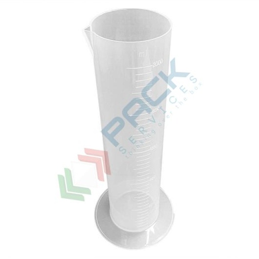 [CILFB2000] Cilindro in plastica (PP) graduato, capacità 2000 ml, Mis. Ø 92 x 370 H mm, forma bassa, per usi generali di laboratorio