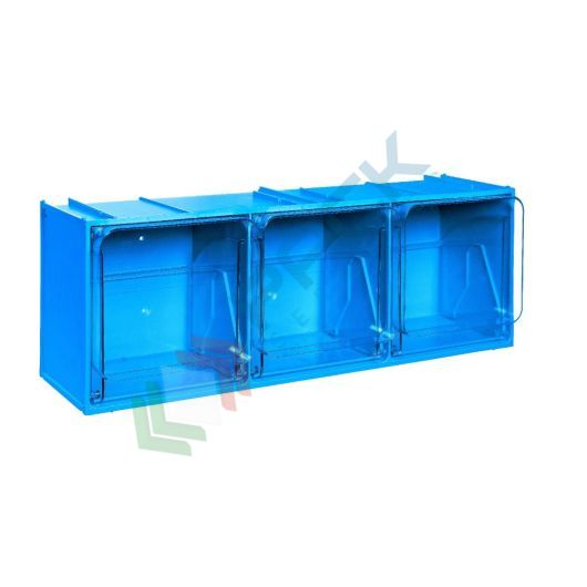 Cassettiera porta minuteria in plastica (PET), con 3 cassetti, Mis. 600 L x 200 P x 215 H mm, colore blu