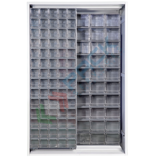 [CRBOX-A13G] Armadio con cassettiere porta minuteria, capacità 210 cassetti, 2 pannelli fissi + 1 scorrevole, colore grigio chiaro