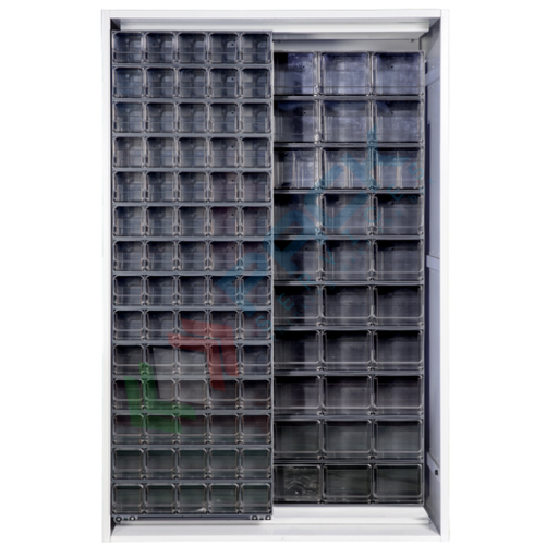 [CRBOX-A13S] Armadio con cassettiere porta minuteria, capacità 210 cassetti, 2 pannelli fissi + 1 scorrevole, colore grigio scuro