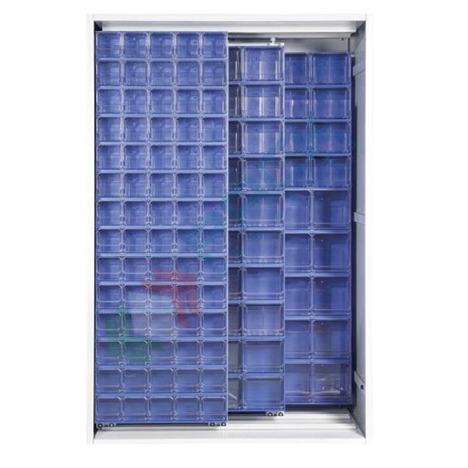 [CRBOX-A22B] Armadio con cassettiere porta minuteria, capacità 154 cassetti, 2 pannelli fissi + 2 scorrevoli, colore blu