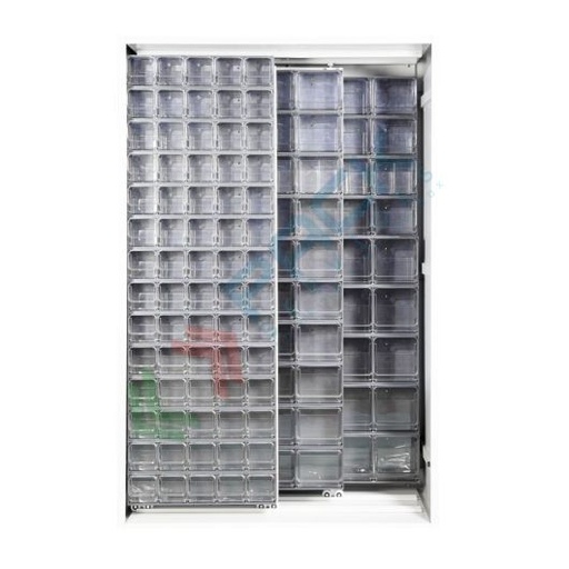 [CRBOX-A23G] Armadio con cassettiere porta minuteria, capacità 200 cassetti, 2 pannelli fissi + 2 scorrevoli, colore grigio chiaro