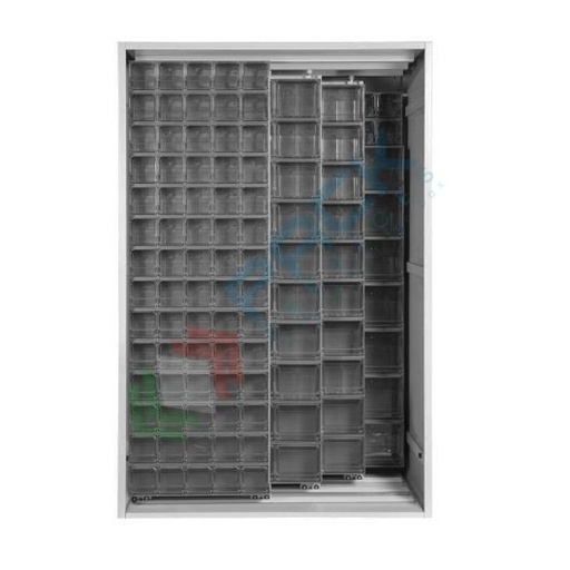 [CRBOX-A31S] Armadio con cassettiere porta minuteria, capacità 144 cassetti, 2 pannelli fissi + 3 scorrevoli, colore grigio scuro