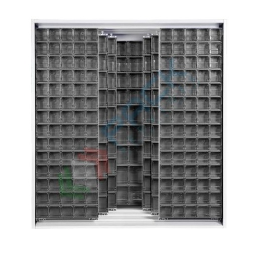 [CRBOX-A52S] Armadio con cassettiere porta minuteria, capacità 341 cassetti, 3 pannelli fissi + 6 scorrevoli, colore grigio scuro