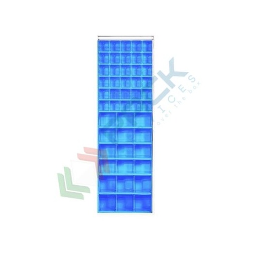 [CRBOX-S48B] Scaffale con cassettiere porta minuteria, capacità 48 cassetti, Mis. 665 L x 250 P x 2000 H mm, colore blu