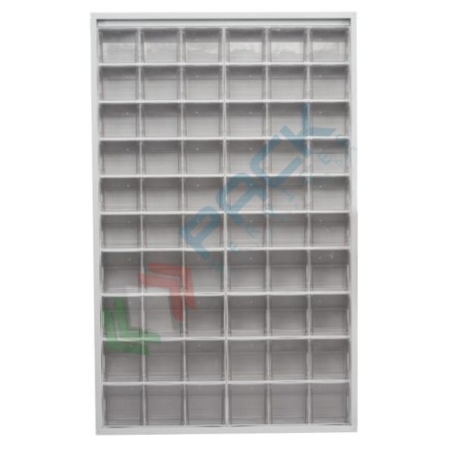 [CRBOX-S60G] Scaffale con cassettiere porta minuteria, capacità 60 cassetti, Mis. 1260 L x 250 P x 2000 H mm, colore grigio chiaro