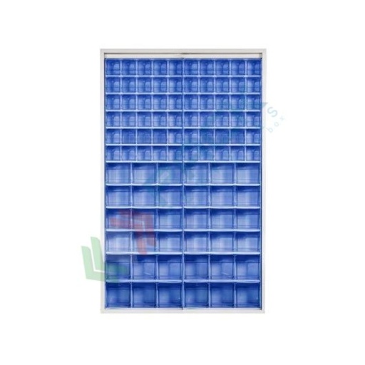 [CRBOX-S96B] Scaffale con cassettiere porta minuteria, capacità 96 cassetti, Mis. 1260 L x 250 P x 2000 H mm, colore blu