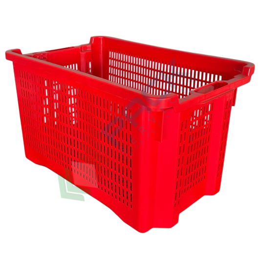 [CRSIF-40R] Cassetta in plastica (HDPE) sovrapponibile ed inseribile, capacità 40 Lt, Mis. 560 L x 350 P x 310 H mm, base e pareti forate, colore rosso