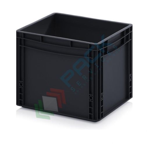 Cassetta in plastica (PP) conduttiva e antistatica, capacità 30 Lt, Mis. 400 L x 300 P x 320 H mm