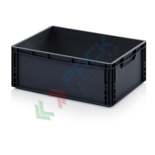 Cassetta in plastica (PP) conduttiva e antistatica, capacità 45 Lt, Mis. 600 L x 400 P x 220 H mm