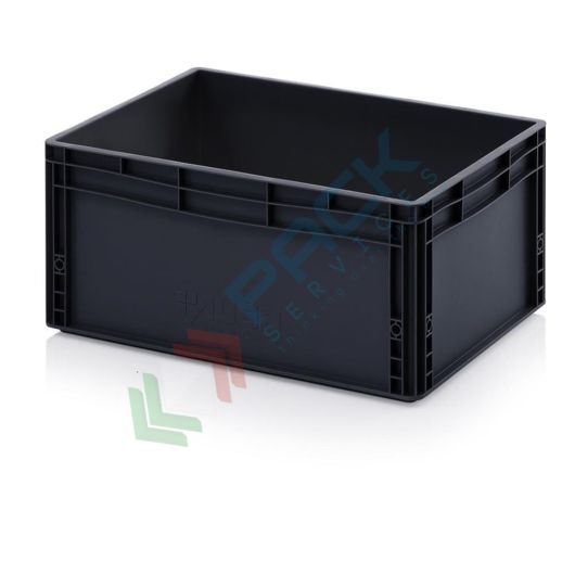 Cassetta in plastica (PP) conduttiva e antistatica, capacità 56 Lt, Mis. 600 L x 400 P x 270 H mm