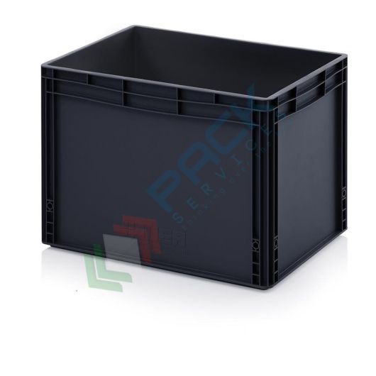 Cassetta in plastica (PP) conduttiva e antistatica, capacità 88 Lt, Mis. 600 L x 400 P x 420 H mm