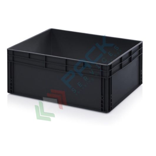 Cassetta in plastica (PP) conduttiva e antistatica, capacità 130 Lt, Mis. 800 L x 600 P x 320 H mm