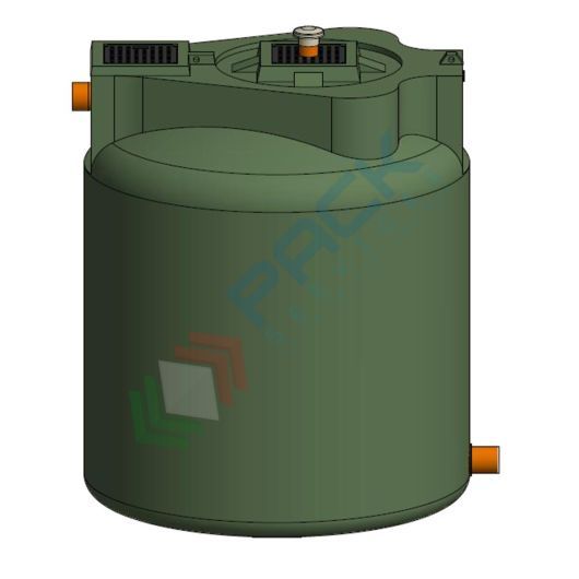 Filtro percolatore aerobico, A.E. 120, capacità 12000 Lt, Mis. Ø 2500 x 2500 H mm, per il trattamento secondario dei reflui domestici