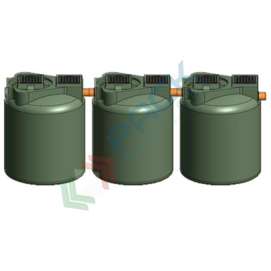 Fossa settica tricamerale, A.E. 12, Mis. Ø 3500 x 1350 H mm, capacità 1200 Lt