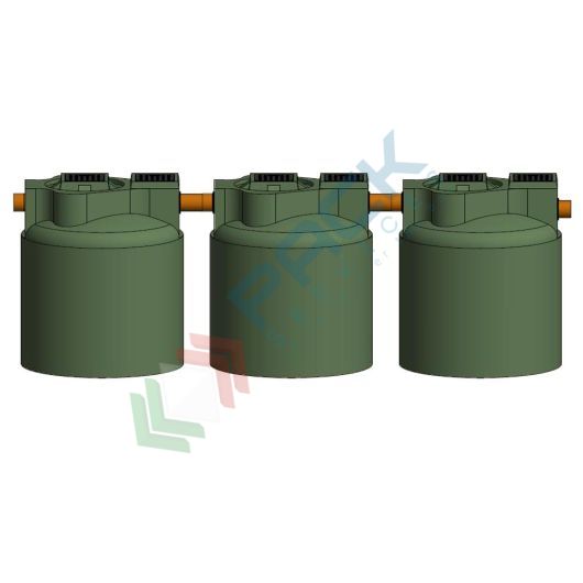 Fossa settica tricamerale, A.E. 16, Mis. Ø 4000 x 1400 H mm, capacità 1600 Lt