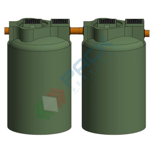 Fossa settica bicamerale, A.E. 30, Mis. Ø 2800 x 2300 H mm, capacità 3500 Lt