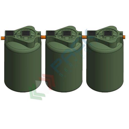 Fossa settica tricamerale, A.E. 30, Mis. Ø 4500 x 2300 H mm, capacità 3500 Lt