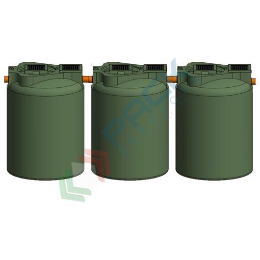Fossa settica tricamerale, A.E. 40, Mis. Ø 5500 x 2400 H mm, capacità 5500 Lt
