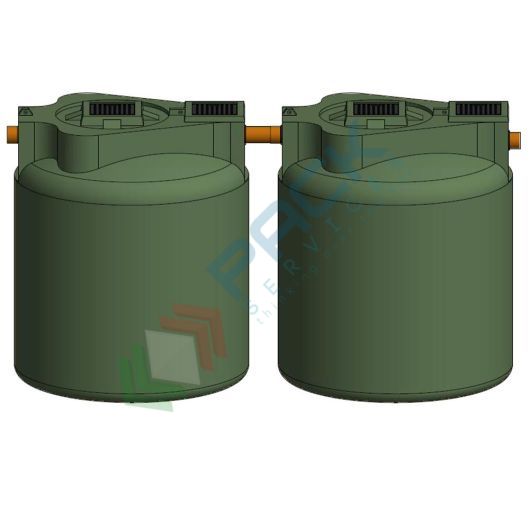 Fossa settica bicamerale, A.E. 50, Mis. Ø 4250 x 2350 H mm, capacità 7000 Lt