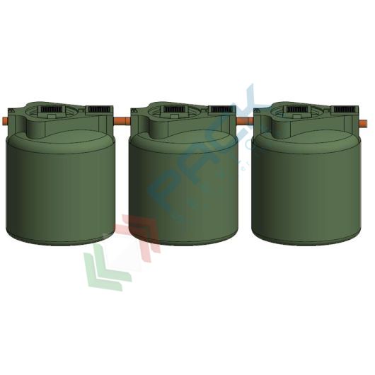 Fossa settica tricamerale, A.E. 50, Mis. Ø 6500 x 2350 H mm, capacità 7000 Lt