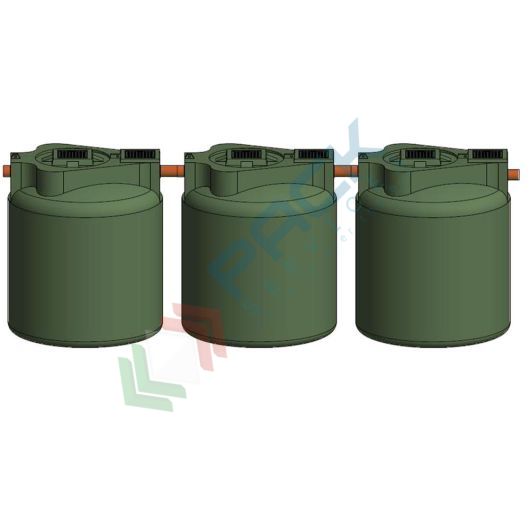 Fossa settica tricamerale, A.E. 75, Mis. Ø 6000 x 3050 H mm, capacità 9000 Lt