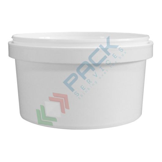 Barattolo in plastica (PP) conico, capacità 600 ml, chiusura a pressione con sigillo di garanzia (tappo escluso)