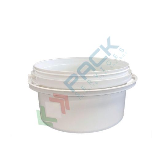 [LB02400] Secchio plastica (PP) conico, capacità 2,4 Lt, Mis. Ø 185 x 102 H mm, manico in plastica, chiusura a pressione (coperchio escluso)