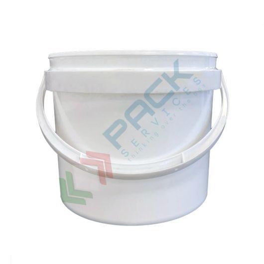Secchio plastica (PP) conico, capacità 4 Lt, Mis. Ø 207 x 152 H mm, manico in plastica, chiusura a pressione (coperchio escluso)
